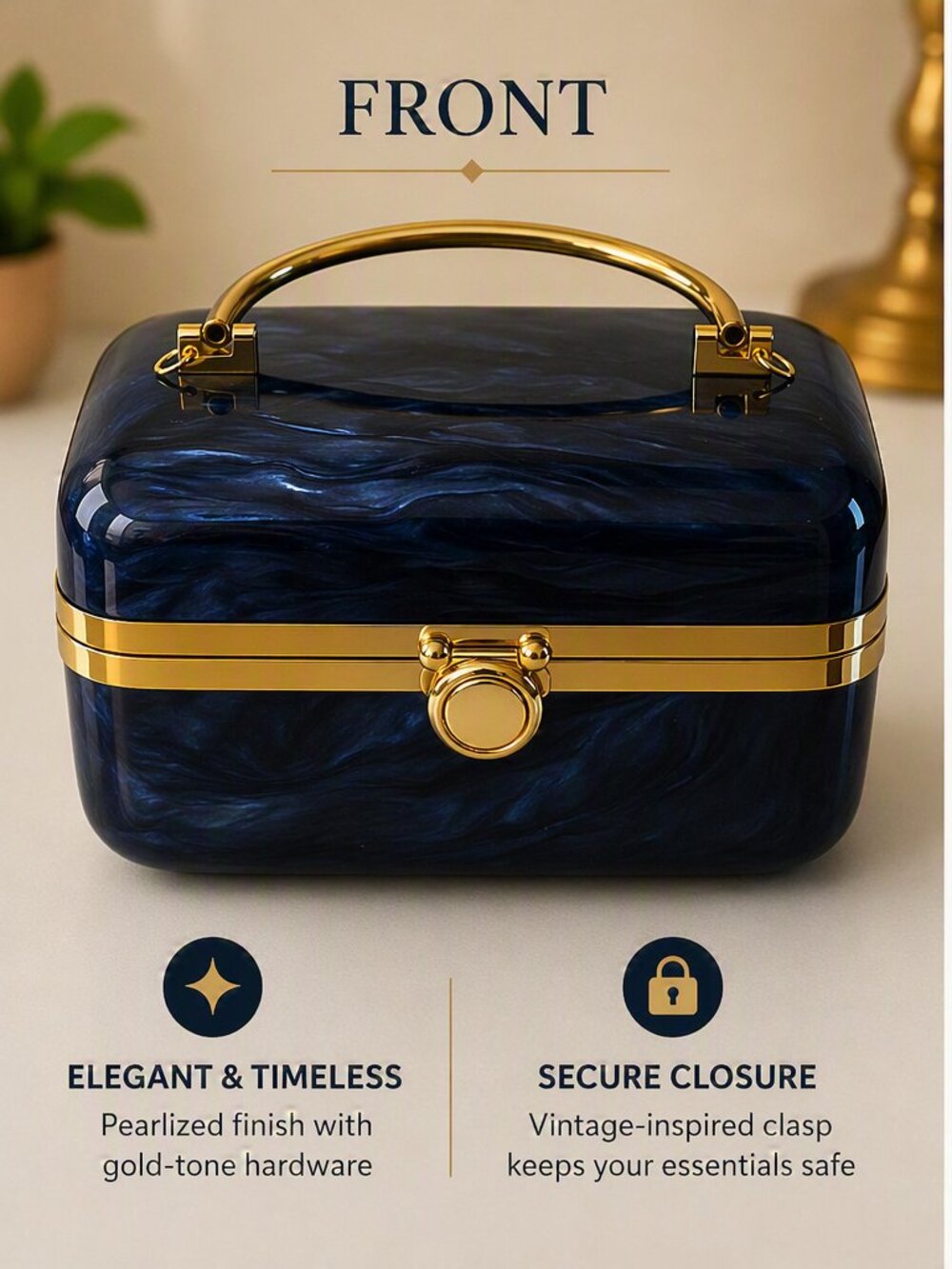 Elegant Vintage-Inspired Clutch (Blue)
